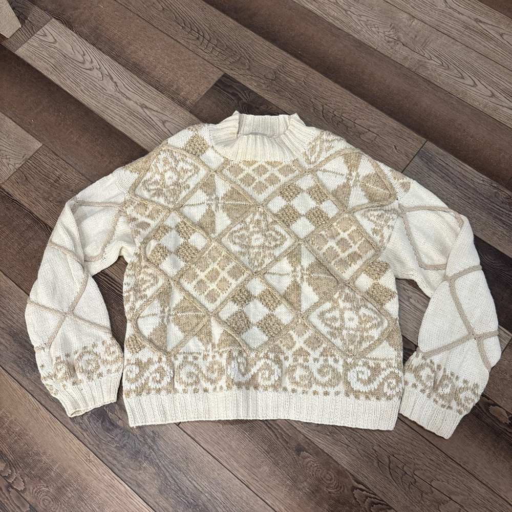 Vintage Women’s Handknitted Internationale Express Ramie Sweater M 80s